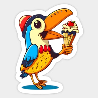 Toucan eating ice cream Sticker